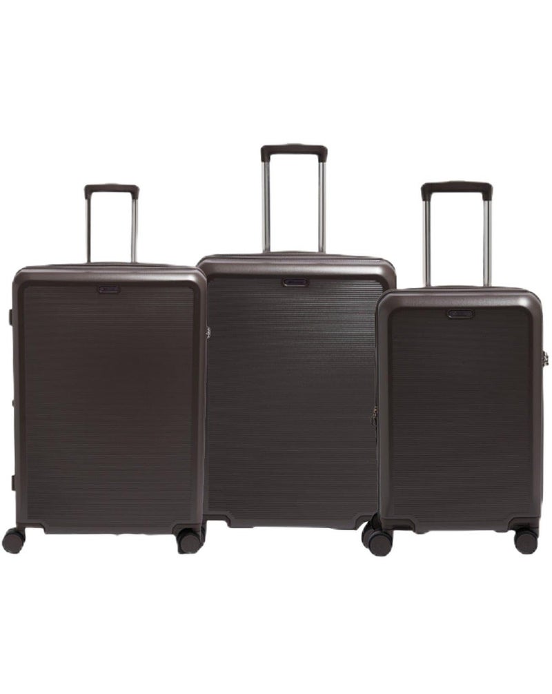 Echolac Sense 56+67+78 Cm Hardcase Expandable 4-Double Wheeled 3 Piece Luggage Trolley Set - Brown - Image 1